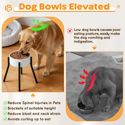 Piskyet Raised Dog Bowl Stand for Large Dogs Adjustable Elevated Dog Bowl Fits 6-10" Bowls, Height Adjustable to 7.6-15" Tall,Single Food and Water Stand Feeder(Bowl not Included)
