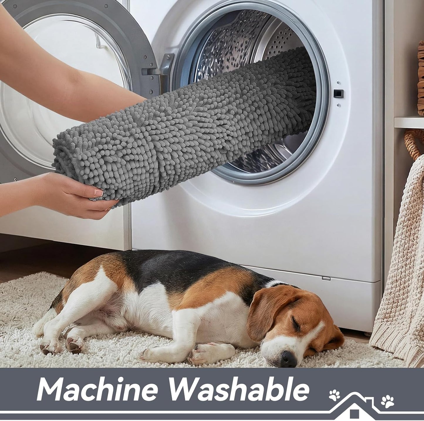 Bcoimo Super Absorbent Dog Door Mat, 30"*20" Anti Slip Mat for Muddy Paws, Pet Rugs for Dirty Paws Washable that Absorbs Moisture and Dirt, for Dog Cage and Pet Resting Carpet