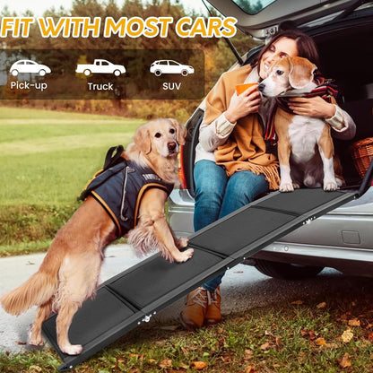 Folding Dog Car Ramp for SUV & Truck - 63"x17" Non-Slip 1680D Oxford Fabric Ramp