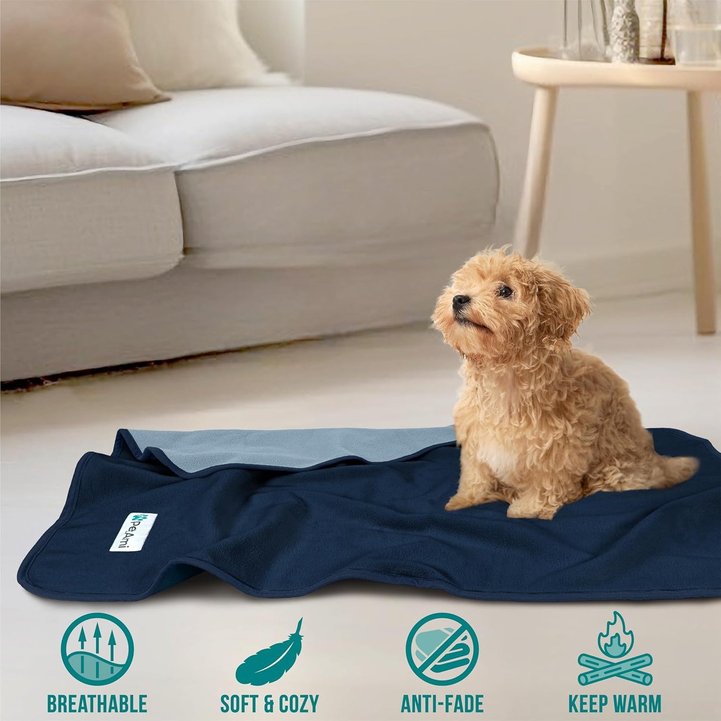PetAmi Waterproof Dog Blanket for Medium Large Pets Dogs Cats, Pet Couch Cover Protector for Furniture, Reversible Washable Soft Fleece Cat Blanket for Bed Couch Sofa, 40x60 (Taupe/Beige)