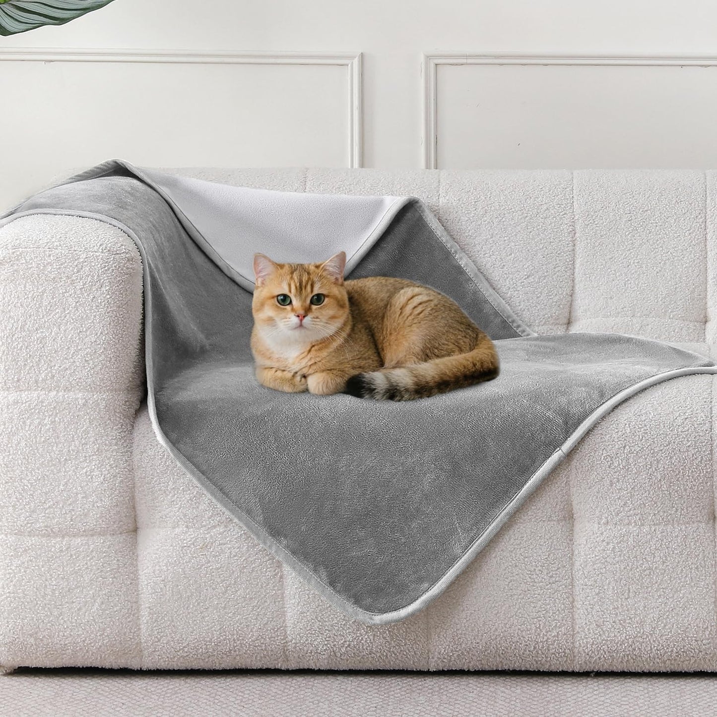 Waterproof Blanket 60"x80" for Adults, Reversible Waterproof Bed Cover for Dogs Cats Pets, Soft Leakproof Blanket for Bed Couch Sofa Furniture Protector, Dusty Pink/Off White