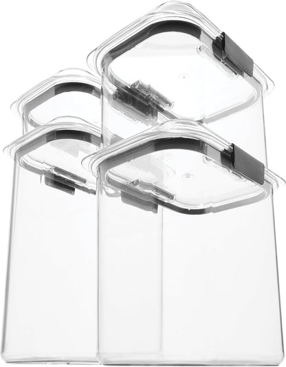 Rubbermaid Brilliance 16-Cup Airtight Food Storage Container with Lid Clear/Grey - optimal for pantry organization flour sugar and food storage