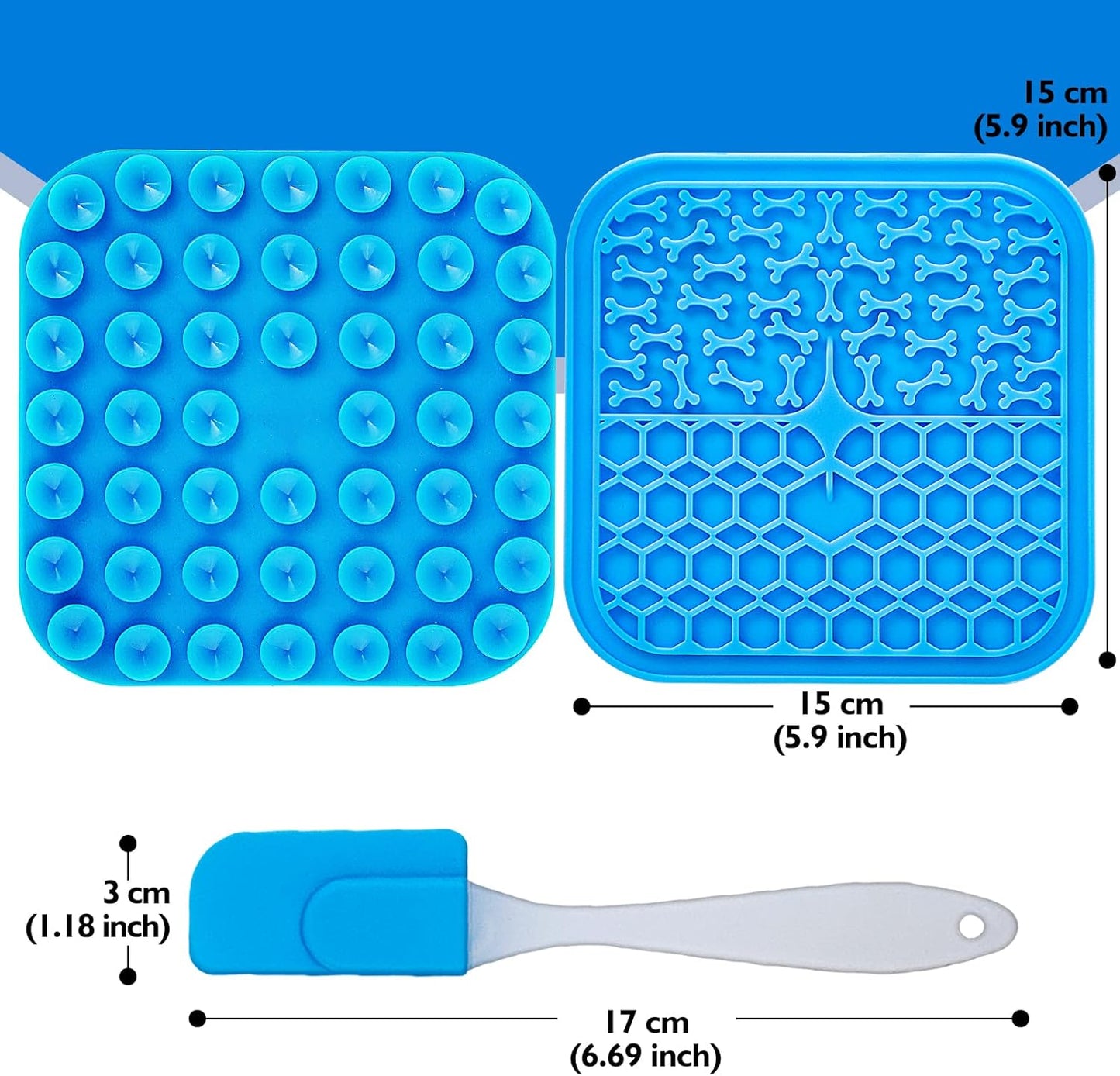 Lick Mat for Dogs - Slow Feeder Licking Mat with Suction Cups for Peanut Butter, Food Treats & Yogurt - 2 Pack