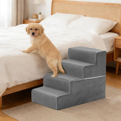 3-Step Dog Stairs for Small Dogs and Cats, 16in H Dog Steps for Couch, Sofa, Chair, Non-Slip Sturdy Pet Steps, Pet Ramp for High Bed Indoor