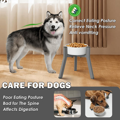 Elevated Dog Bowls for Large and Extra Large Dogs, Adjustable Width Dog Bowl Stand for 7-10.6" Wide Bowls, Food and Water Feeder, 13.7 in Tall Single Holder (Bowl Not Included)