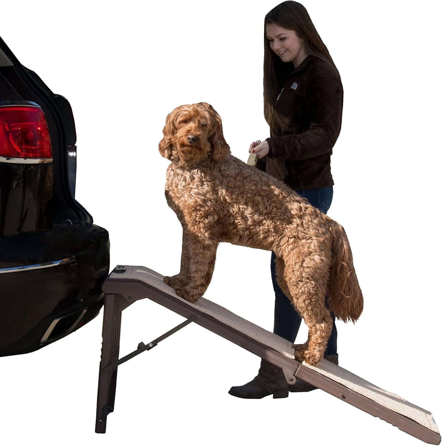 Pet Gear Free Standing Pet Ramp for Cats and Dogs, No Assembly Required, Easy Fold for Storage or Travel, Portable, Holds Up to 100lbs, Wheat