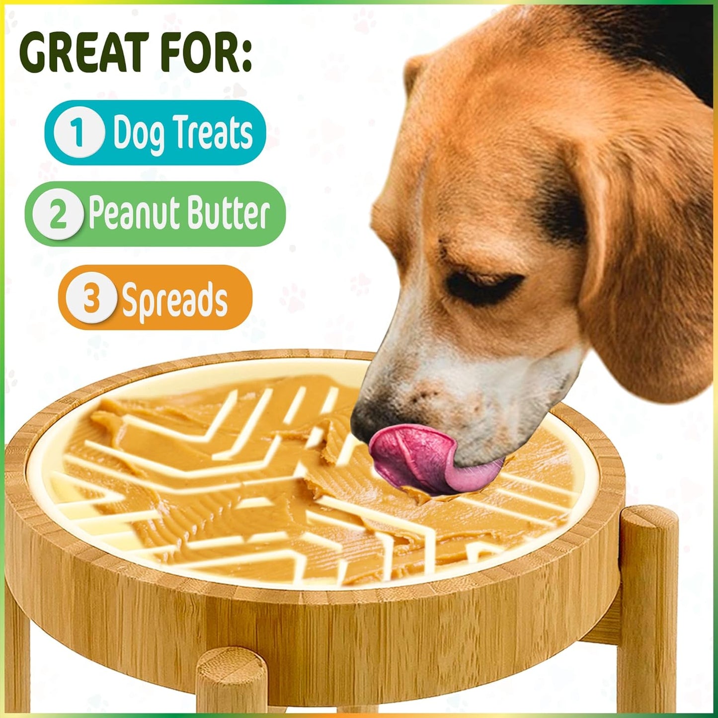 Elevated Slow Feeder Dog Bowls Large Breed - (12-inch-high) - Raised Bowl with Anti-Choking Insert - Stainless Metal and Bamboo