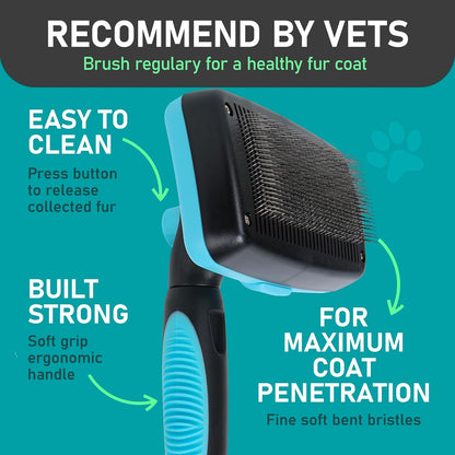 Maxpower Planet Hair Brush - Double Sided Shedding, Dematting Undercoat Rake for Dogs and Cats - Extra Wide Dog Grooming Brush, Reduce Shedding by 95%, Turquoise