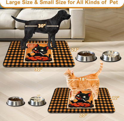 Dog Food Mats for Floors Waterproof Mat for Cat Food and Water Bowls - Absorbent Quick Dry Non Slip Mat for Pet Feeding