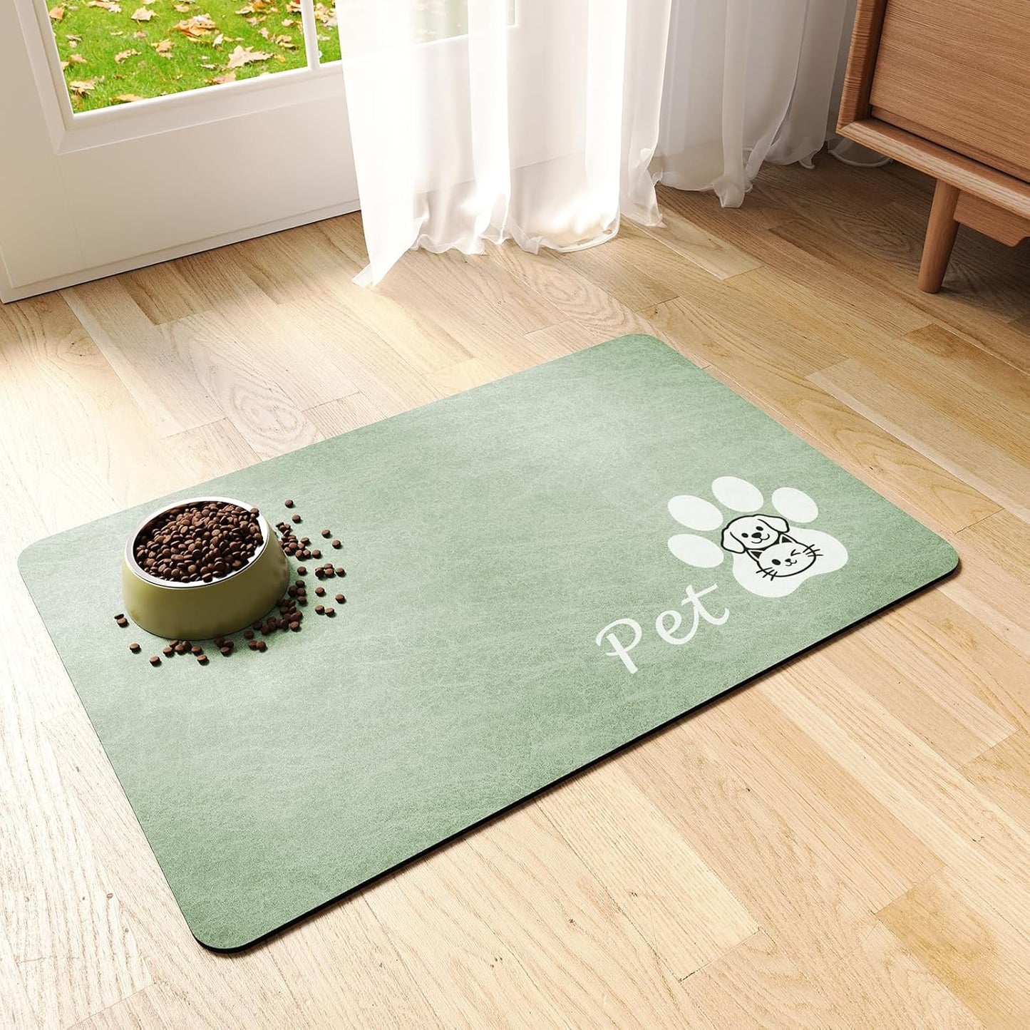 Dog Food Mat - Absorbent Cat Dog Bowl Mat for Food and Water, Quick Dry Pet Food Mats for Floors with Waterproof Rubber Backing, Puppy Cat Feeding Mats for Messy Drinkers,12"x20", Dark Grey
