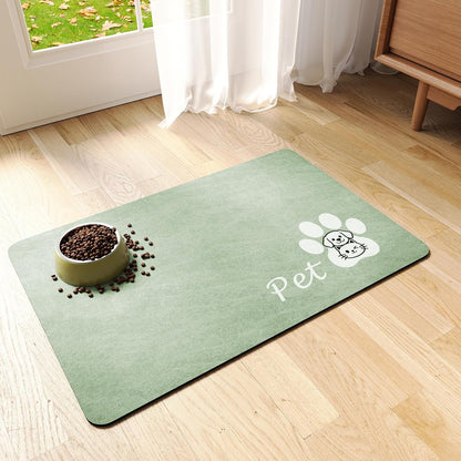 Dog Food Mat - Absorbent Cat Dog Bowl Mat for Food and Water, Quick Dry Pet Food Mats for Floors with Waterproof Rubber Backing, Puppy Cat Feeding Mats for Messy Drinkers,12"x20", Dark Grey