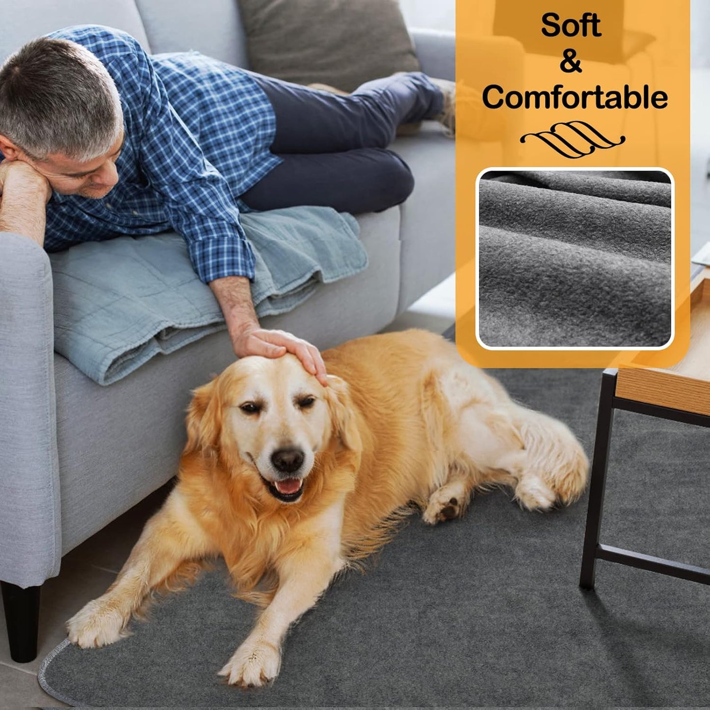 LOOBANI 2 Packs Extra Large Reusable Dog Mat for Floor, Non-Slip Washable Pee Pads for Dogs, Fast Absorbent Pet Whelping Pads, Puppy Playpen Mat for Incontinence, Housebreak, Crate (36"x48"-Gray)