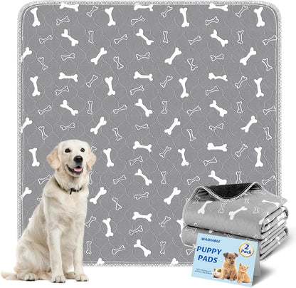 Washable Pee Pads for Dogs, 2Pack Reusable Puppy Pads, Fast Absorbent Dog Pee Pads for Crate Pet Training Pads, Waterproof Whelping Pads for Dogs Bed Mat Crate Indoor (Grey, 18x24)