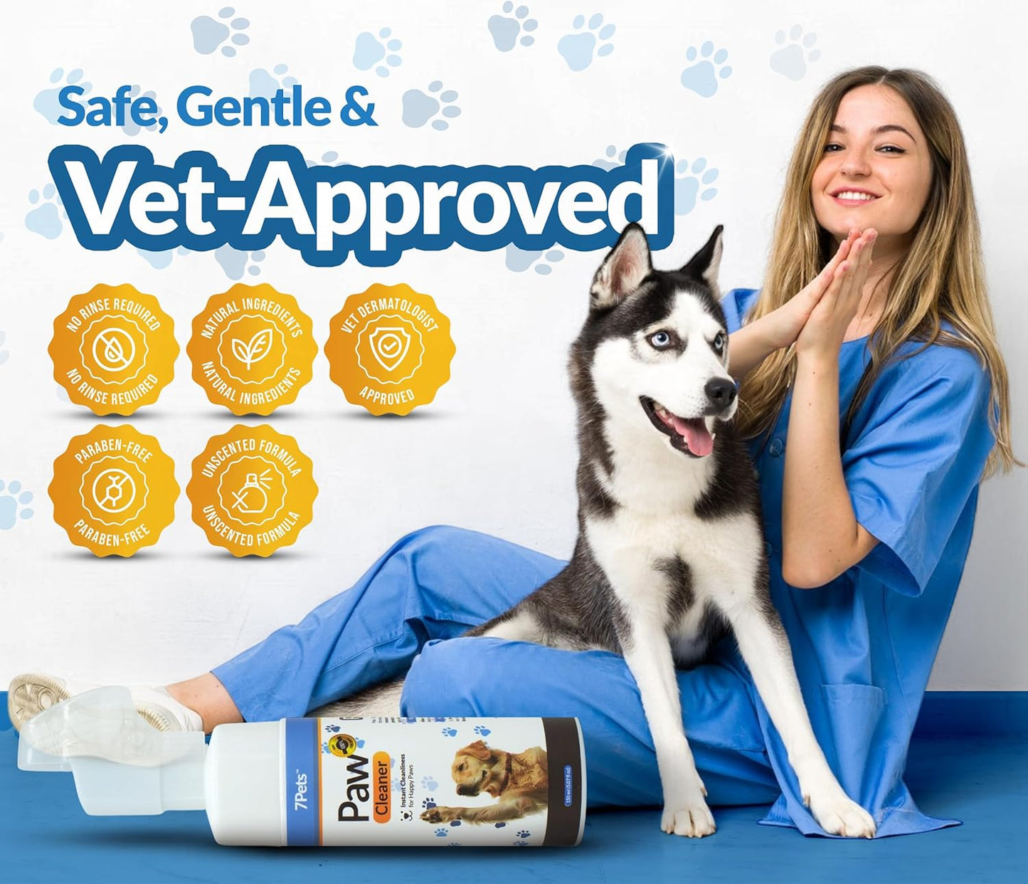 Paw Cleaner for Dogs & Cats | Gentle Dog Paw Washer | No Rinse Foaming | Unscented | Pet Foot Cleaner with Built-in Silicone Brush for Muddy Paws | Puppy & Kitten Paw Wash | 5 fl oz