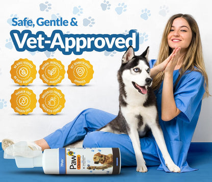 Paw Cleaner for Dogs & Cats | Gentle Dog Paw Washer | No Rinse Foaming | Unscented | Pet Foot Cleaner with Built-in Silicone Brush for Muddy Paws | Puppy & Kitten Paw Wash | 5 fl oz