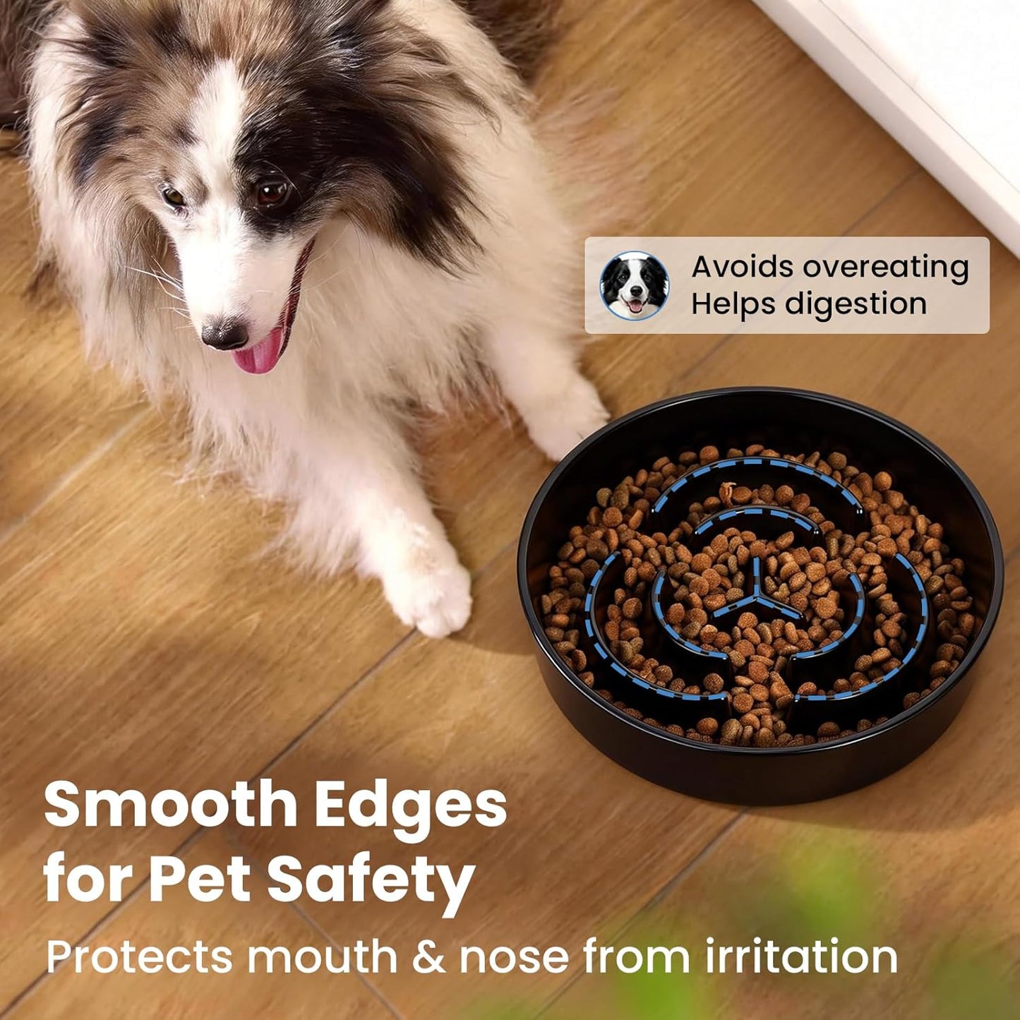 Ceramic Slow Feeder Dog Bowls,2.0 Cups Slow Feeder for Medium Breed,Puzzle Dog Food Bowl to Slow Down Eating, Anti-Gulping, Stop Bloat,Preventing Choking,8in,White