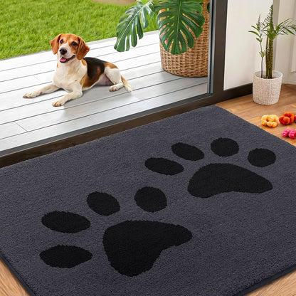 Smiry Dog Door Mat for Muddy Paws, Absorbs Moisture and Dirt, Low-Profile Entryway Mat with Non-Slip Backing, Entry Indoor Outdoor Doormat for Inside Floor (30x20 Inches, Grey, Striped)