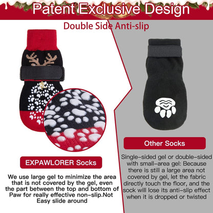EXPAWLORER 6Pcs Anti-Slip Dog Socks to Prevent Licking Paws,Dog Shoes for Hot Pavement,Dog Booties Traction Control on Hardwood Floor,Boots & Paw Protectors, for Puppy Small Medium Large Senior Dogs