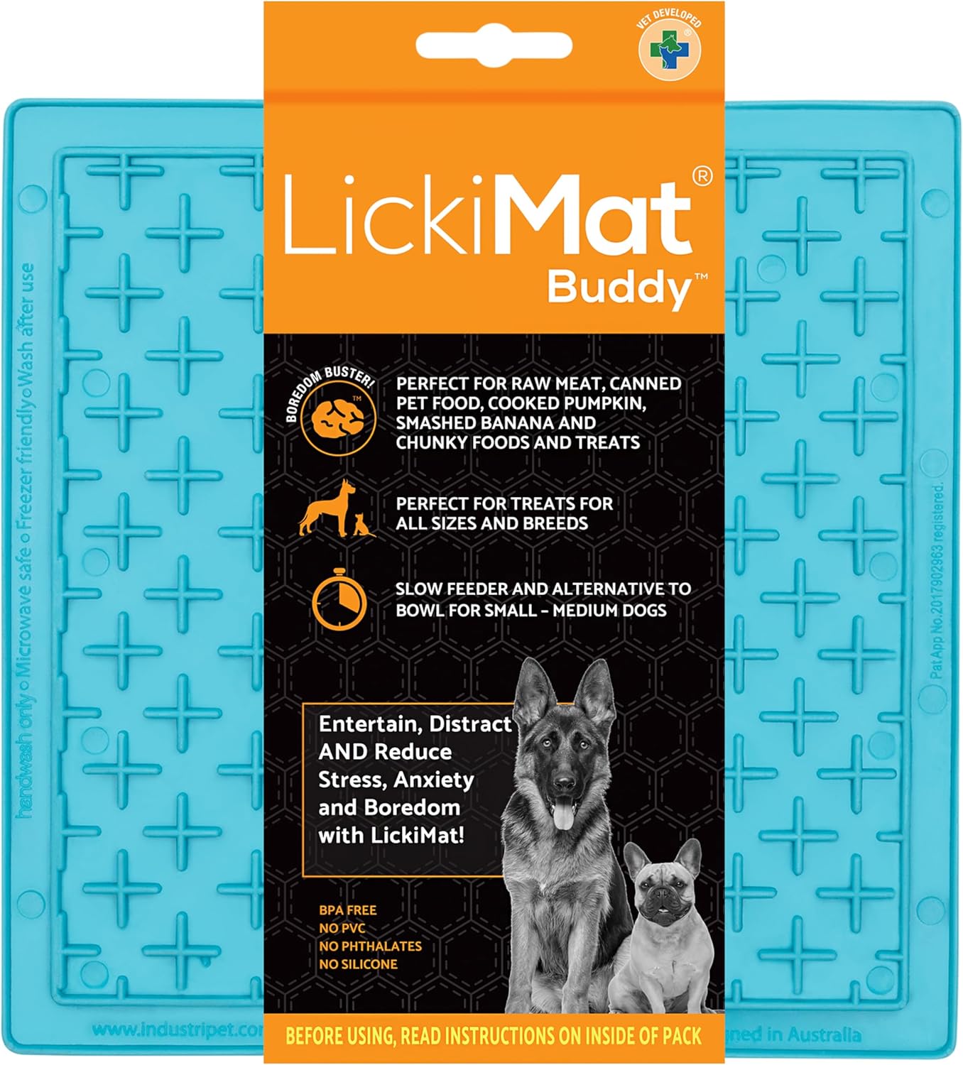 LickiMat Classic Soother Slow Feeder for Dogs Lick Mat Boredom Anxiety Reducer Perfect for Food Treats Yogurt Liquid Food Peanut Butter Fun Alternative to a Slow Feed Dog Bowl, Turquoise