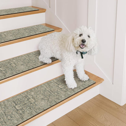OJIA Extra Non-Slip Stair Treads for Wooden Steps 15PCS, 30"X8" Rubber Indoor Stair Runner Slip Resistant Stair Rugs Safety Mats for Dogs, Kids & Elders, Stairway Grip Step Treads, Gray
