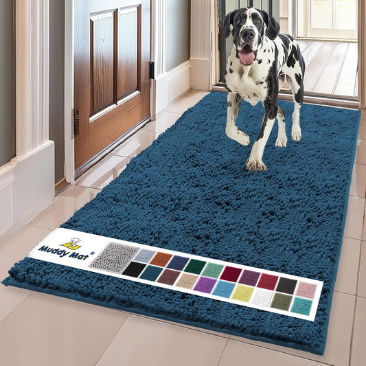 Muddy Mat® | Super Absorbent Door Mat Indoor, Microfiber Quick Dry Chenille Entryway Rug, Non-Slip Front Door Mat, Indoor Mats for Entryway, Machine Washable Pet Rug, Grey 28"x18" - Colors B