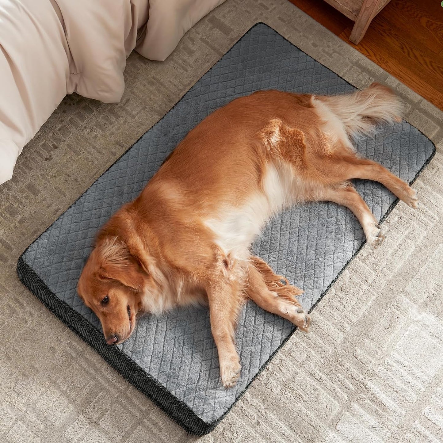 JOEJOY XL Dog Beds Large Sized Dog, Orthopedic Big Dogs Crate Bed with Washable Removable Cover, Extra Thick Egg-Crate Memory Foam Pet Beds up to 80 lbs, Grey, 41"x27"