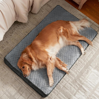JOEJOY XL Dog Beds Large Sized Dog, Orthopedic Big Dogs Crate Bed with Washable Removable Cover, Extra Thick Egg-Crate Memory Foam Pet Beds up to 80 lbs, Grey, 41"x27"