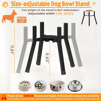 Piskyet Raised Dog Bowl Stand for Large Dogs Adjustable Elevated Dog Bowl Fits 6-10" Bowls, Height Adjustable to 7.6-15" Tall,Single Food and Water Stand Feeder(Bowl not Included)