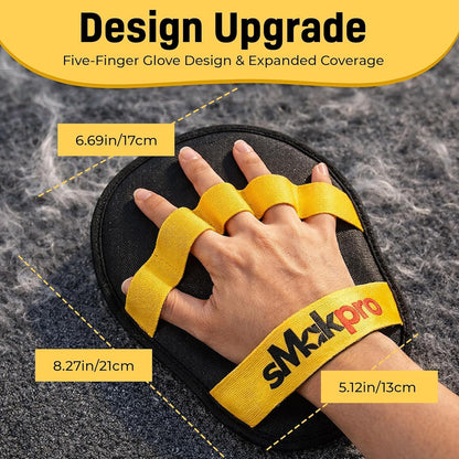 2026 NEW Electrostatic Pet Hair Remover | 19" Adjustable Handle with Five Finger Magic Gloves | Reusable Cat Fur Remover Mitt | Dog Grooming Hair Removal Tool for Couch Carpet Bedding Clothes, 2 pcs