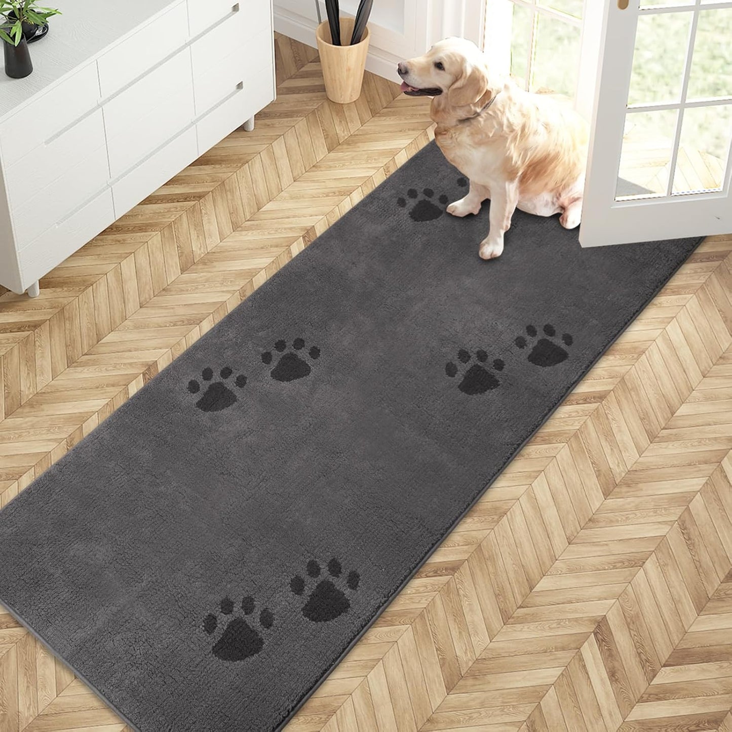PURRUGS Dirt Trapping Door Mat 20" x 31.5", Non-Skid/Slip Machine Washable Microfiber Entrance Rug, Shoes Scraper, Dog Doormat, Super Absorbent Floor Mat for Muddy Wet Shoes and Paws, Grey