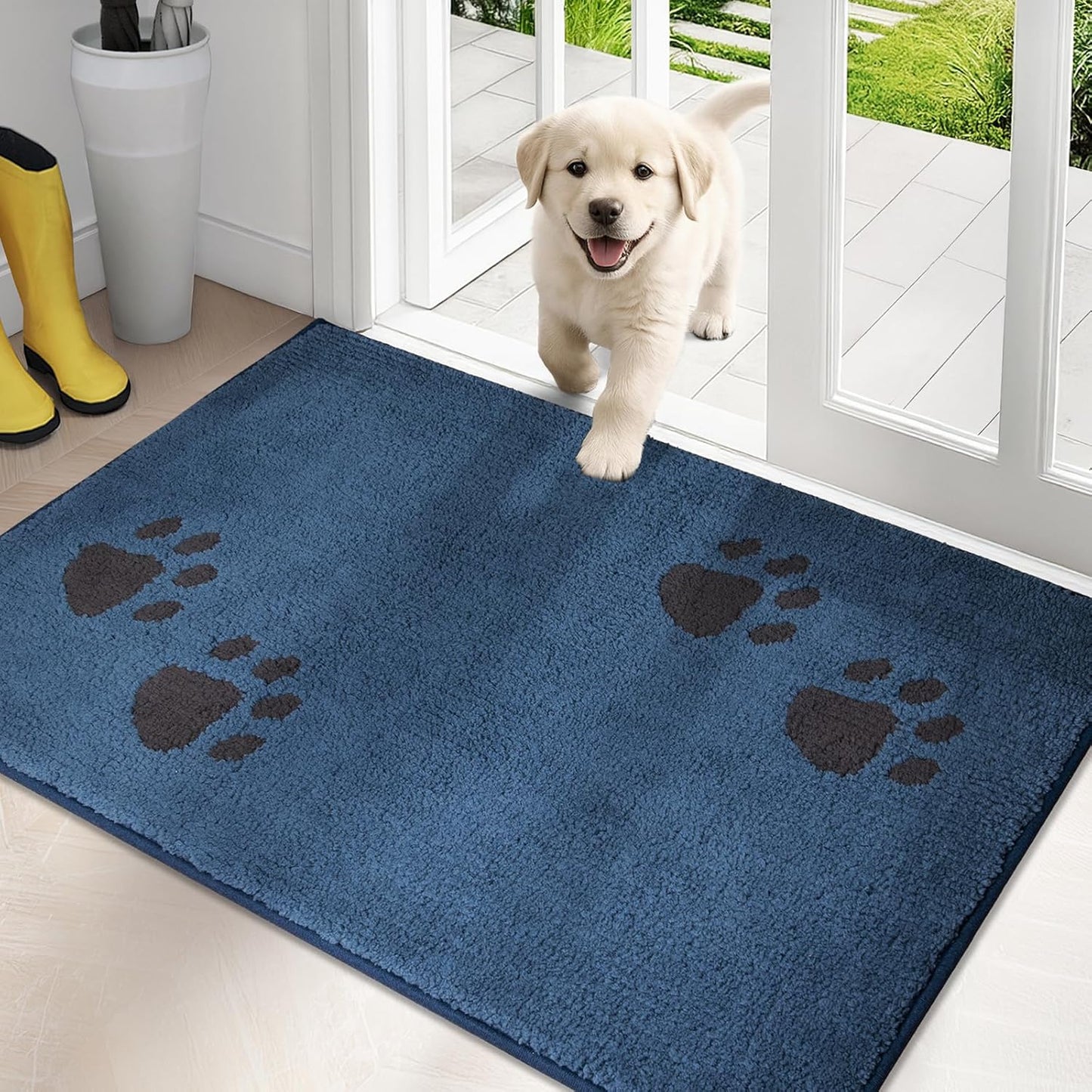 PURRUGS Dirt Trapping Door Mat 20" x 31.5", Non-Skid/Slip Machine Washable Microfiber Entrance Rug, Shoes Scraper, Dog Doormat, Super Absorbent Floor Mat for Muddy Wet Shoes and Paws, Grey