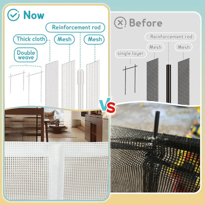 160 Inch Retractable Baby Gates Extra Wide, 42 Inch Extra Tall Retractable Gate, 13 FT Reinforced Retractable Dog Gate with Reinforcement Rod to Prevent Crawling Through, for Doorways, Stairs, Hallway
