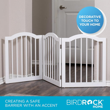 INTERNET'S BEST Arched Top Dog Gate | 4 Panel, 24" H Wooden Pet Barrier for Dogs or Cats | Freestanding Folding Room Divider for Doorways, Hallways, Stairs, and Porch | Portable, Extra Wide | Espresso