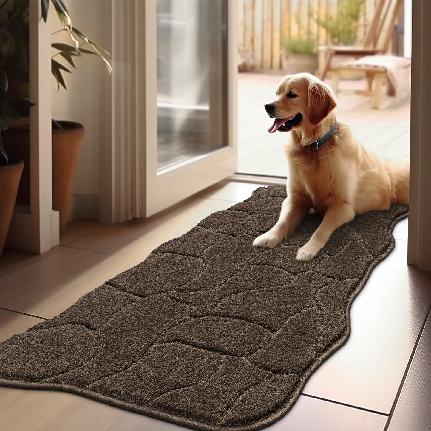 BSICPRO Large Dog Door Mat for Mud Paws, 22x47 Absorbent Dirt Trapper Long Door Mat, Non-Slip Washable Mud Mat for Dogs, Microfiber Soft Pet Rug Mat for Entryway, Dog Paws, Patio (Gray)