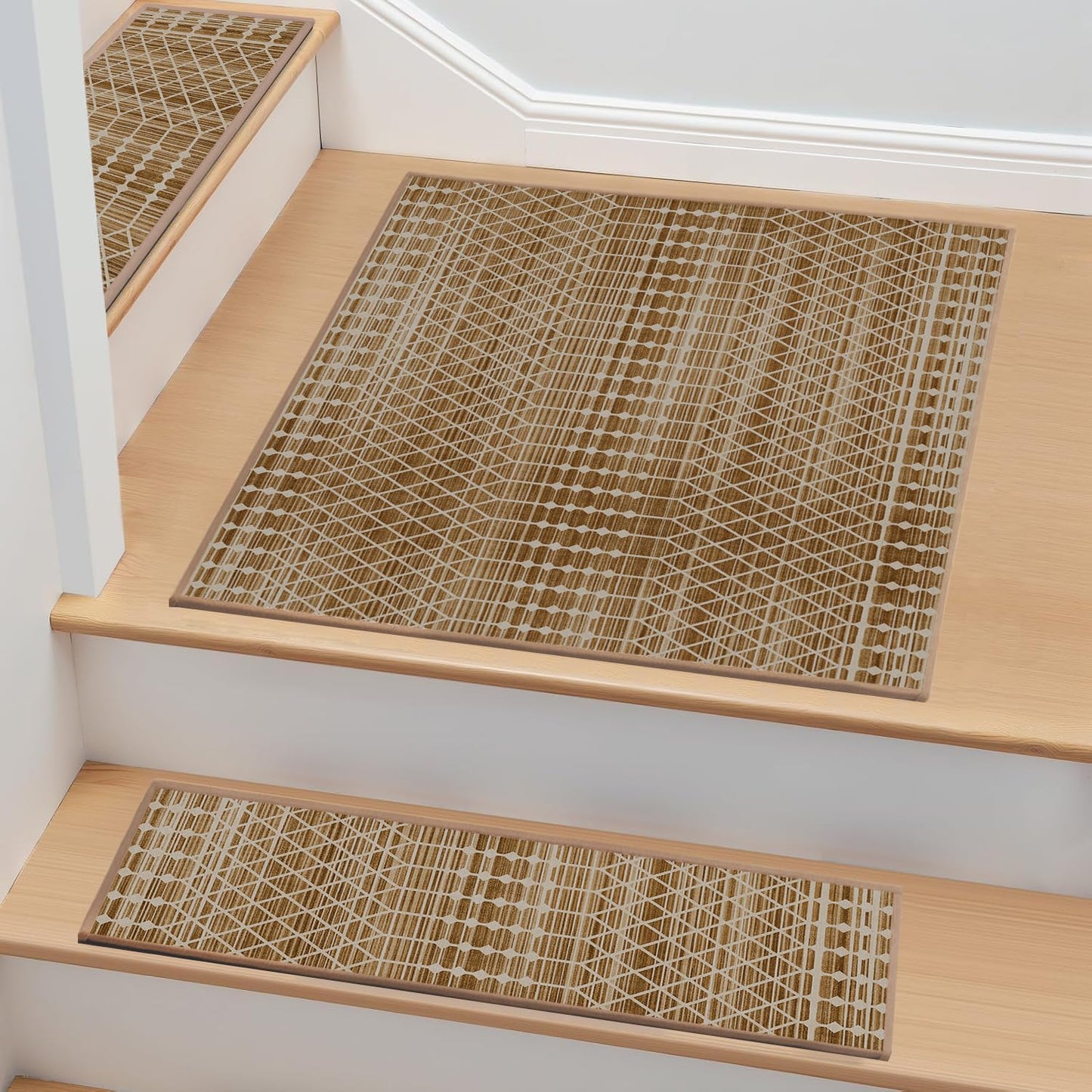Non-Slip Stair Treads for Wooden Steps 15pcs,8"x30" Stair Carpet Treads for Indoor Use,Peel and Stick Stair Runners,Washable Reusable Adhesive Backing,Pet-Friendly Stair Capet for Kids,Elders,Dogs