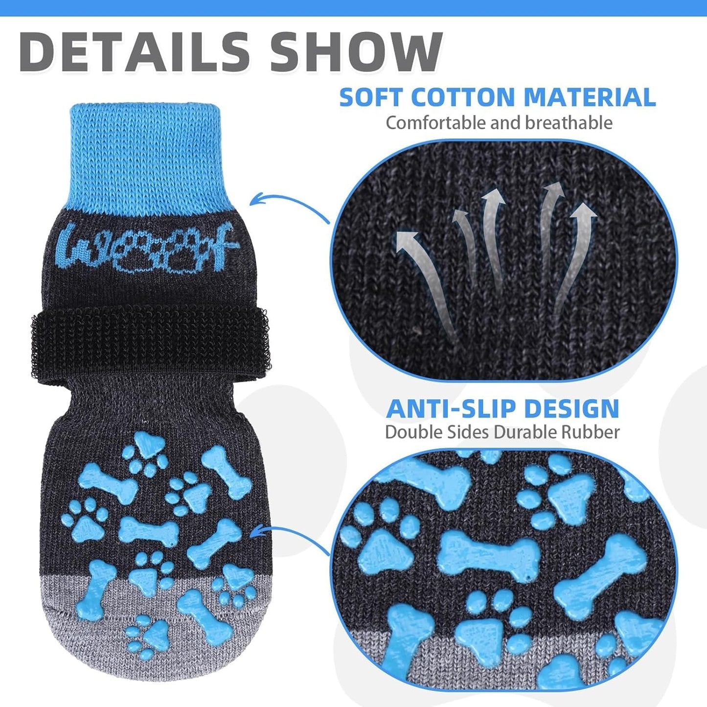 KOOLTAIL Dog Socks Shoes for Hot Pavement to Prevent Licking Paws, Winter Dog Boots&Paw Protector for Hardwood Floors Anti Slip,Traction Control Grip Booties for Small Medium Large Senior Dogs,Black M