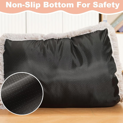 Bedfolks Waterproof Dog Crate Bed, Plush With Removable Washable Cover, Faux Fur Crate Pad for Medium Dogs, Fluffy Kennel 29"x21", Dark Grey