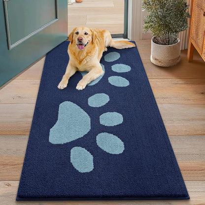 Smiry Dog Door Mat for Muddy Paws, Absorbs Moisture and Dirt, Low-Profile Entryway Mat with Non-Slip Backing, Entry Indoor Outdoor Doormat for Inside Floor (30x20 Inches, Grey, Striped)