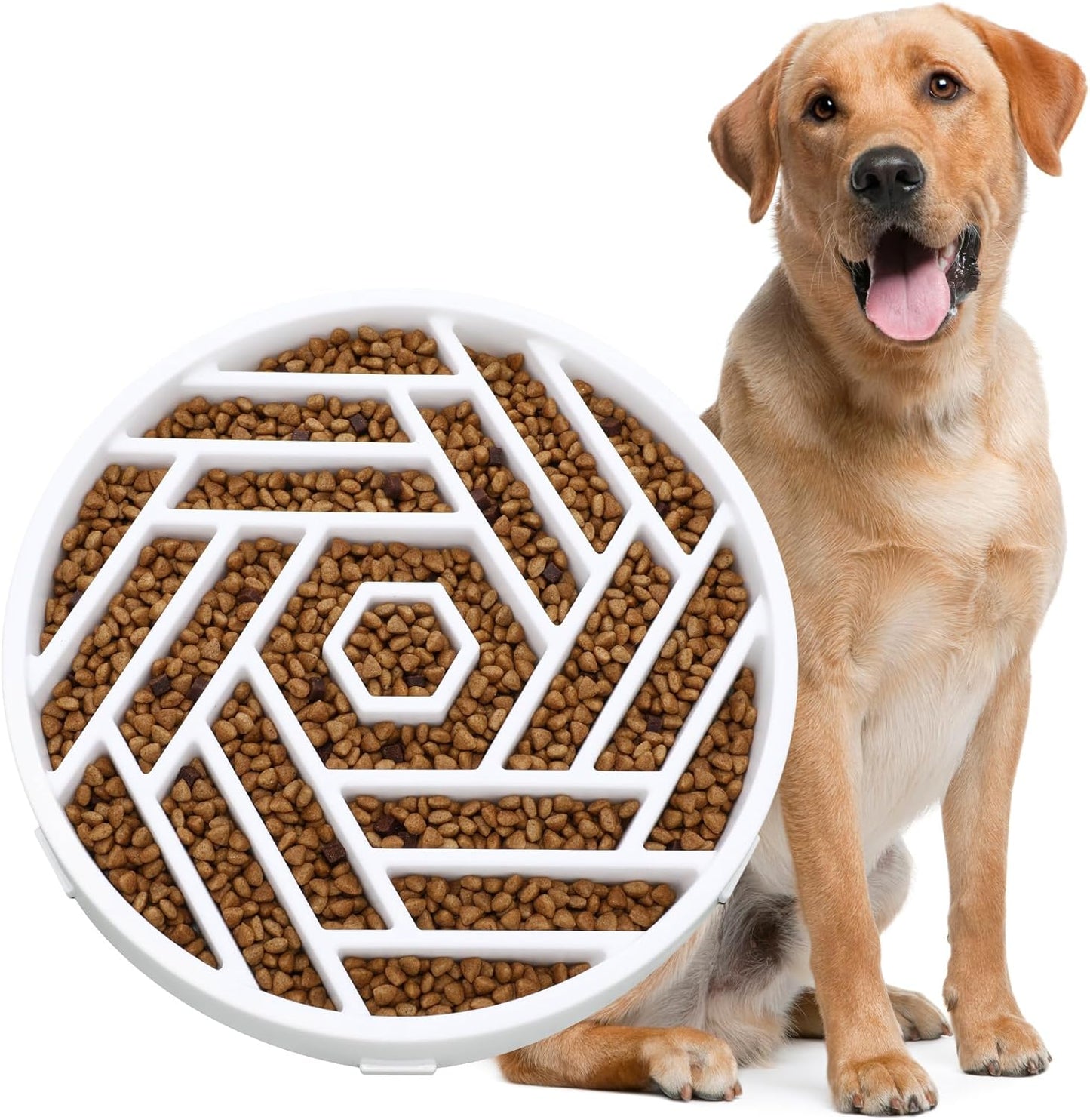 WHIPPY Slow Feeder Dog Bowl, Puzzle Maze Design to Slow Down Eating, 3-Cup Capacity, Anti-Gulping Food Bowl for Medium & Large Dogs,Black