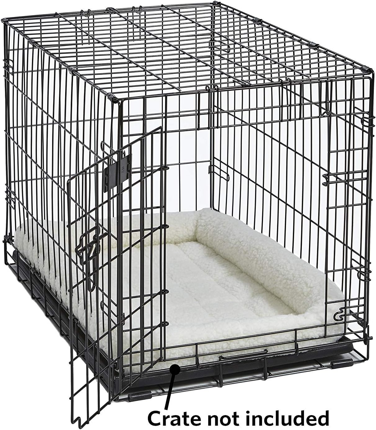 MidWest Homes for Pets QuietTime Dog Bed - White Fleece Bolster, Ultra-Soft and Machine Washable, Fits 24-Inch Crates and Carriers, for Small Breed Dogs
