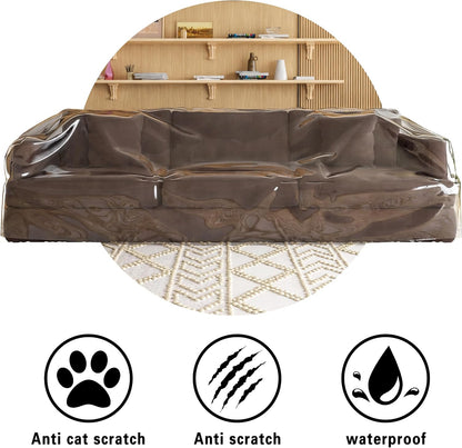 Imperius Clear Thick Heavy Duty Water Resistant Sofa/Couch Cover,Waterproof Plastic Shield Covers for Couch，Vinyl Sofa Cover to Prevent Scratching by Dogs and Cats