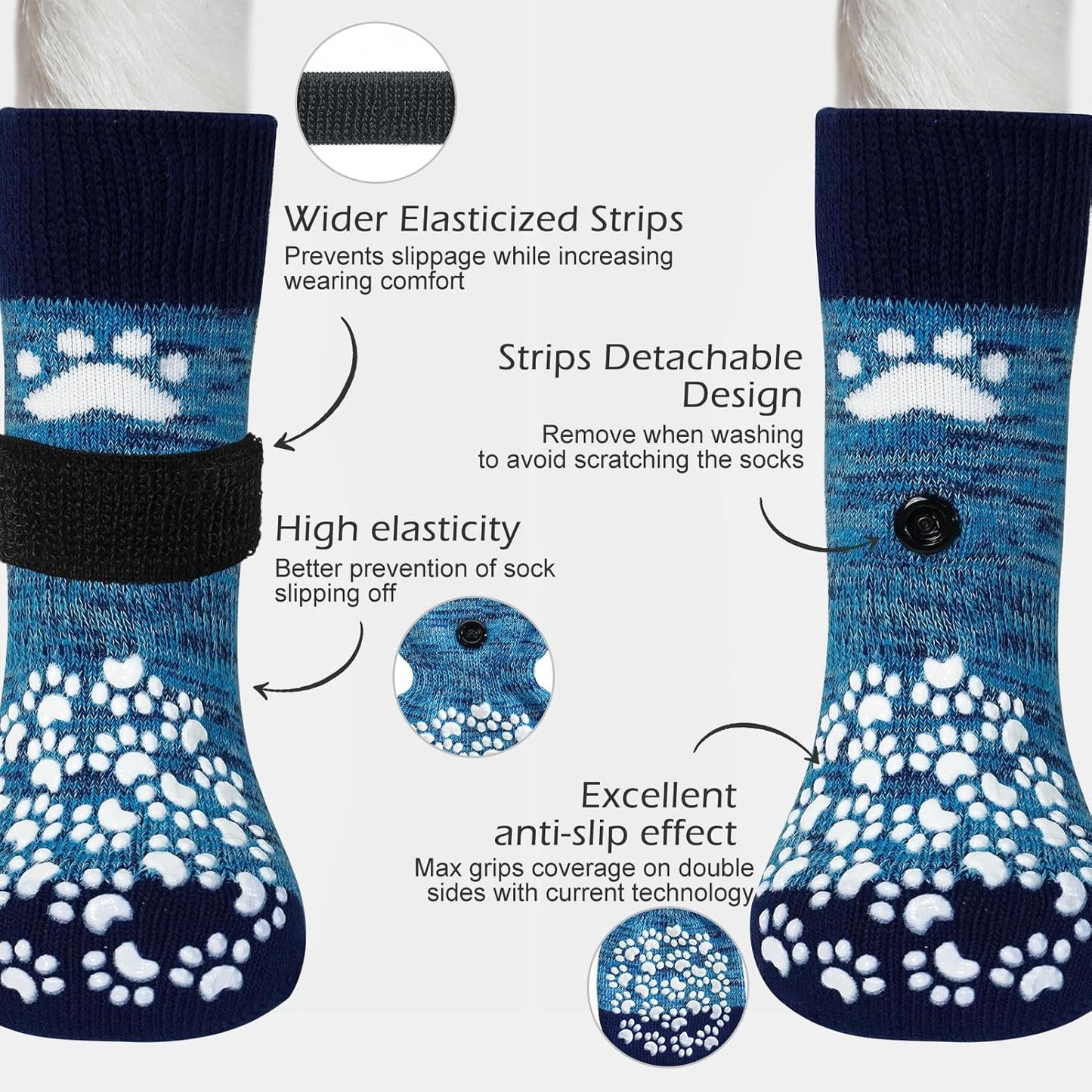 EXPAWLORER 6Pcs Anti-Slip Dog Socks to Prevent Licking Paws,Dog Shoes for Hot Pavement,Dog Booties Traction Control on Hardwood Floor,Boots & Paw Protectors, for Puppy Small Medium Large Senior Dogs
