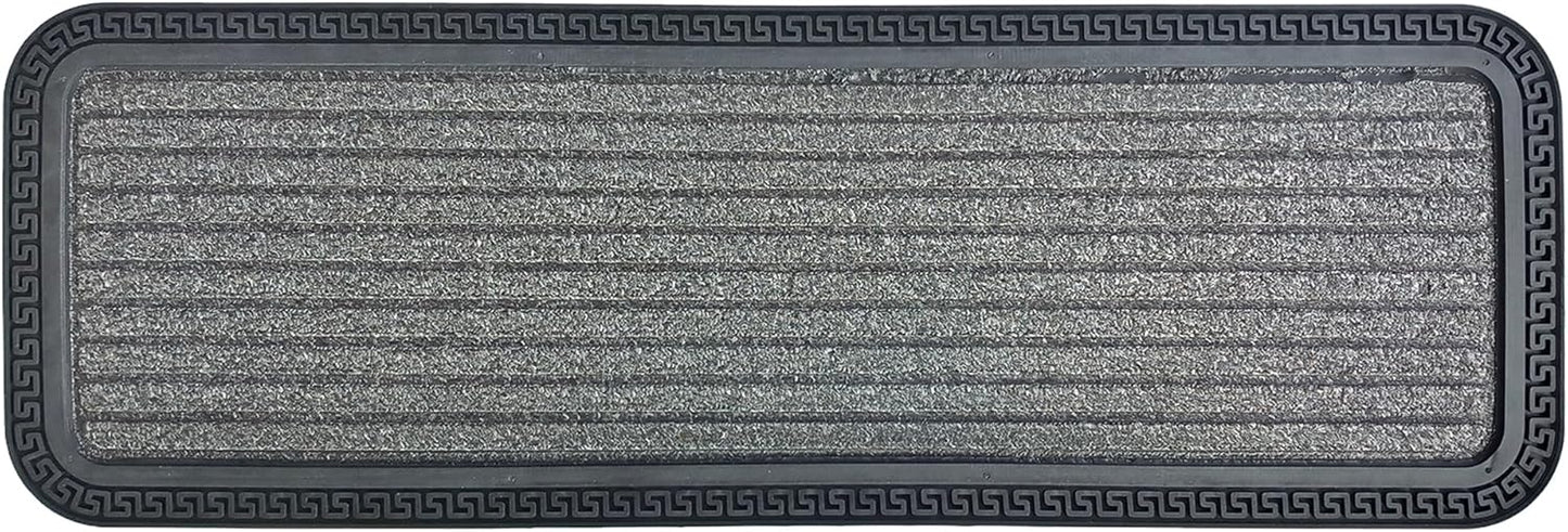 Ottomanson Outdoor Rubber Stair Treads – Ribbed Heavy-Duty Non-Slip Stair Mats – Best Grip on Concrete, Brick & Textured Step – Fastening Recommended for Wooden & RV Steps, Pack of 5