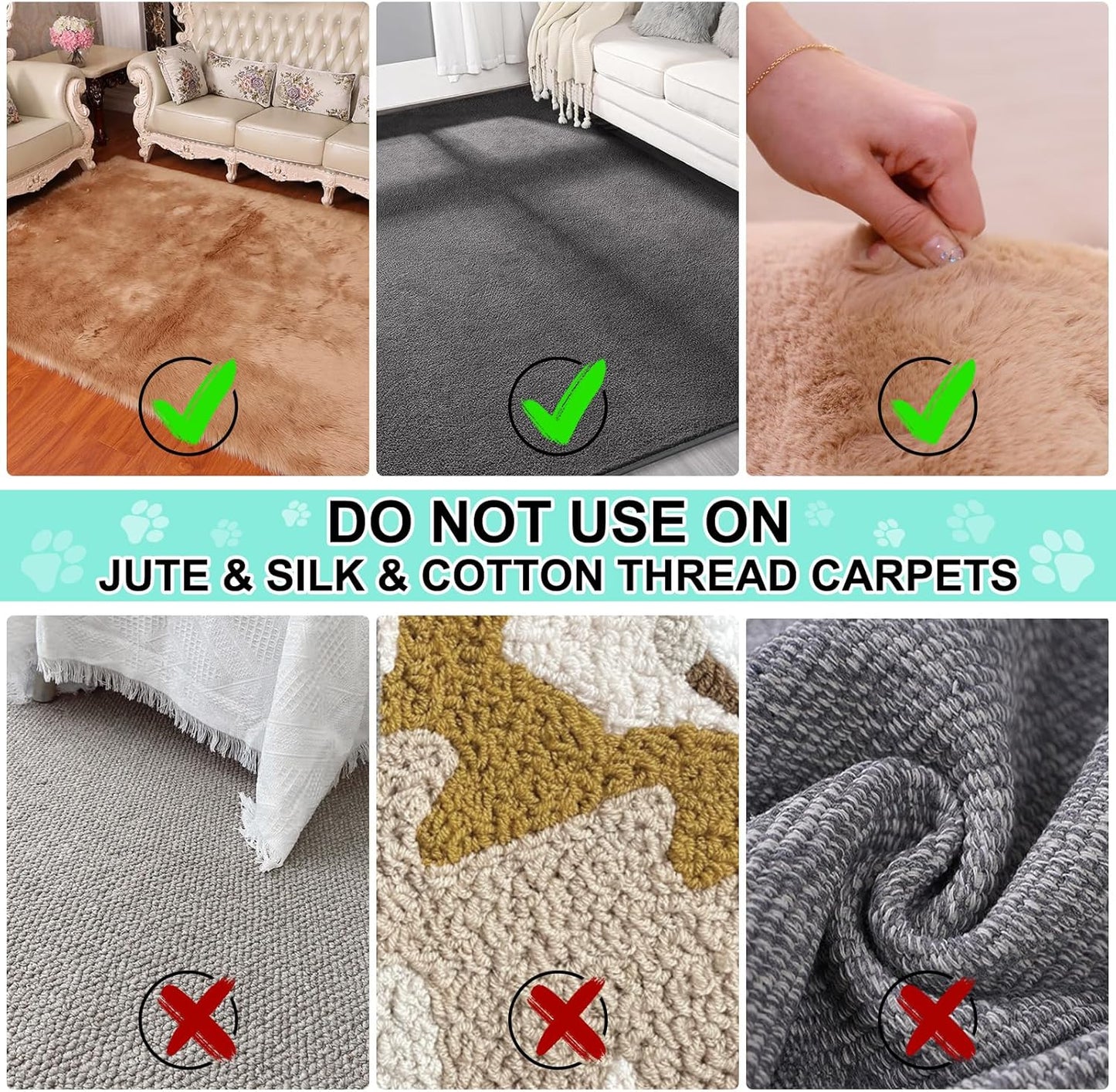 Carpet Rake for Pet Hair Removal - 60" Adjustable Long Handle Carpet Rake, 3 in 1 Reusable Pet Hair Removal Tool Kit, Cat Dog Fur Rakes Scraper Carpet Broom for Carpets, Rugs, Mats