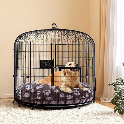 BALAPET Washable Dog Bed Covers Replacement Round Waterproof Bed Cover for Dog Soft Pet Bed Cover with Lovely Dog Paw Print and Double-Sided Usable Design,Cover Only(Dark Gray,45 * 45 * 11in)