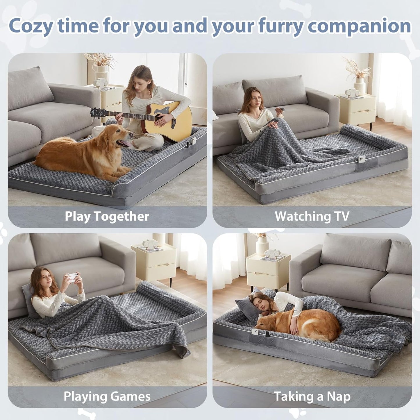 BFPETHOME Orthopedic Dog Beds for Large Dogs-Waterproof Sofa Dog Bed with Removable Washable Cover, Big Pet Bed with Waterproof Lining and Nonskid Bottom,Pet Bed for Large Dogs