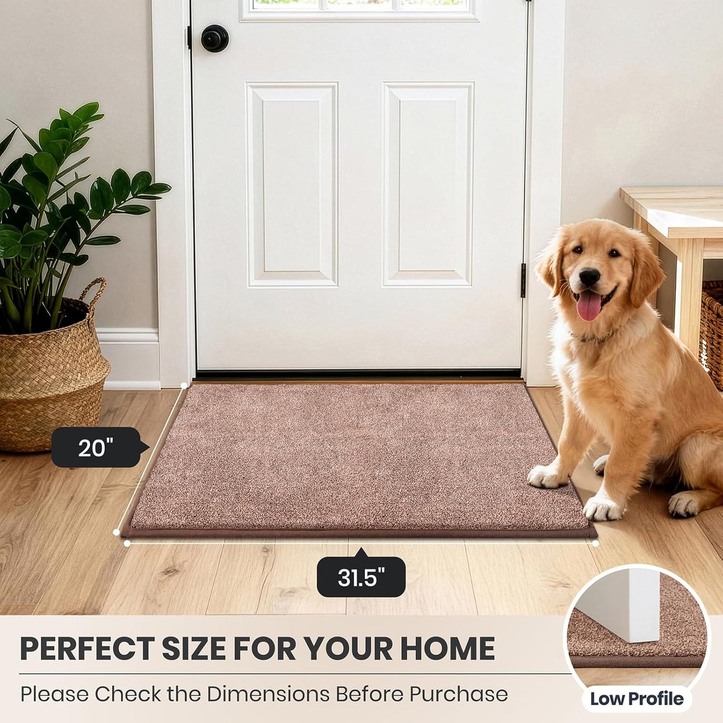 PURRUGS Dirt Trapping Door Mat 20" x 31.5", Non-Slip Machine Washable Entryway Rug, Dog Doormat, Indoor Front Door Mat, Super Absorbent Entry Rug for Muddy Shoes & Paws, Bluish Grey-Black