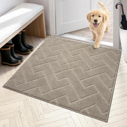 PURRUGS Dirt Trapping Door Mat 20" x 31.5", Non-Slip Machine Washable Entry Rug, Dog Doormat, Indoor Front Door Mat, Super Absorbent Entryway Rug for Muddy Shoes & Paws, Taupe