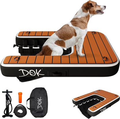 DOK Dog-DOK Inflatable Dock Platform: Safe & Easy Water Access for Dogs Up to 230 lbs; Floating Non-Slip EVA Foam with Dog Boat Ramp for Pool, Dock, & Lake | Military Grade & High Visibility