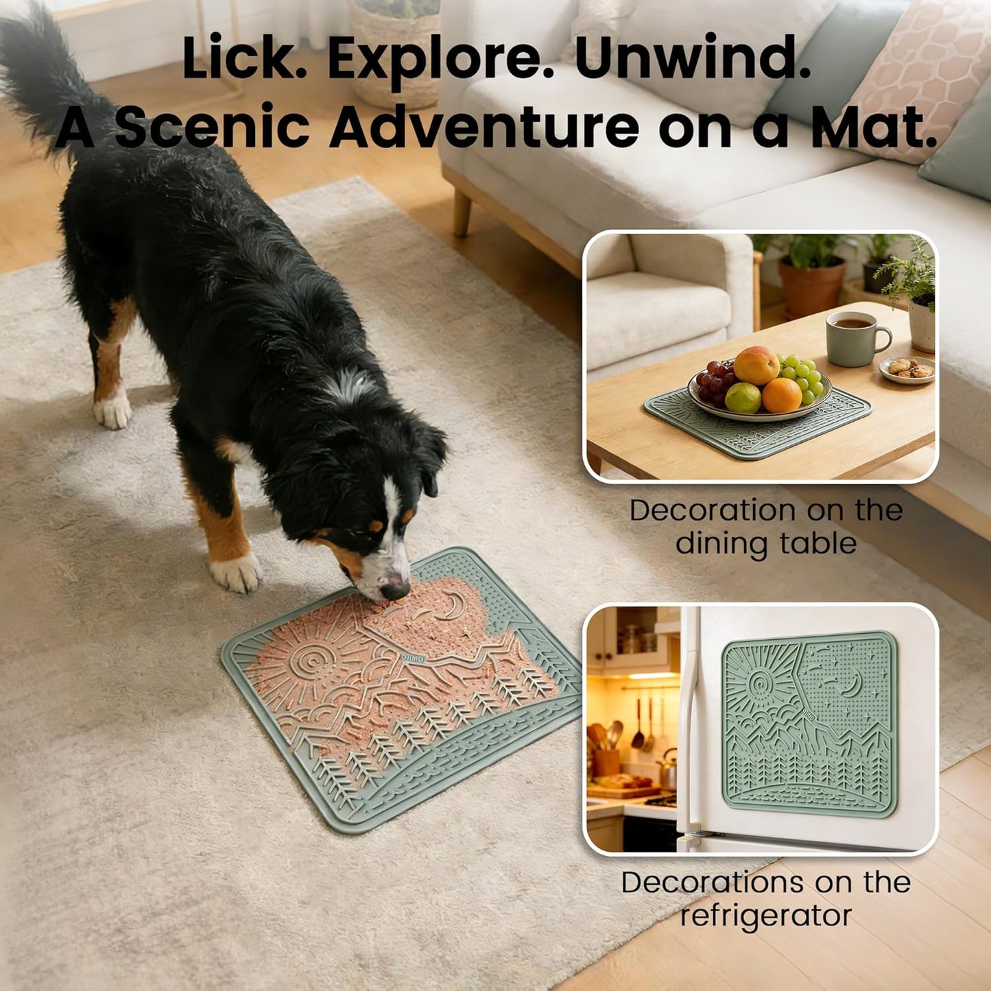 OHMO Lick Mat for Dogs and Cats Large(2 Pack) Nature Design Easy to Clean Pet Slow Feeder with Suction Cups, for Anxiety Relief and Boredom Reduction(Mars+Coral)